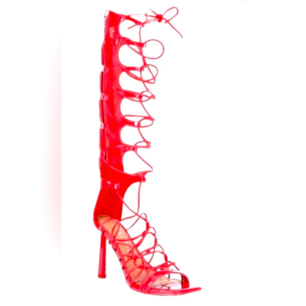 Gianni Bini Red Rydelle Synthetic Ankle wrap Lace up Dress Shoe Size 8 NWB